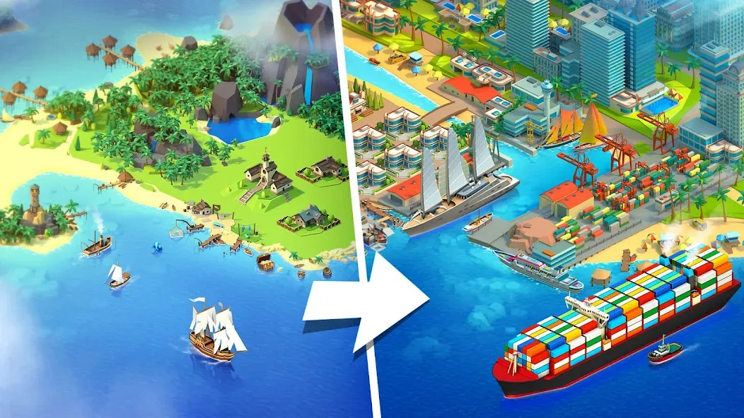 Sea Port: Cargo Boat Tycoon (Си Порт)  [МОД Много монет] Screenshot 1