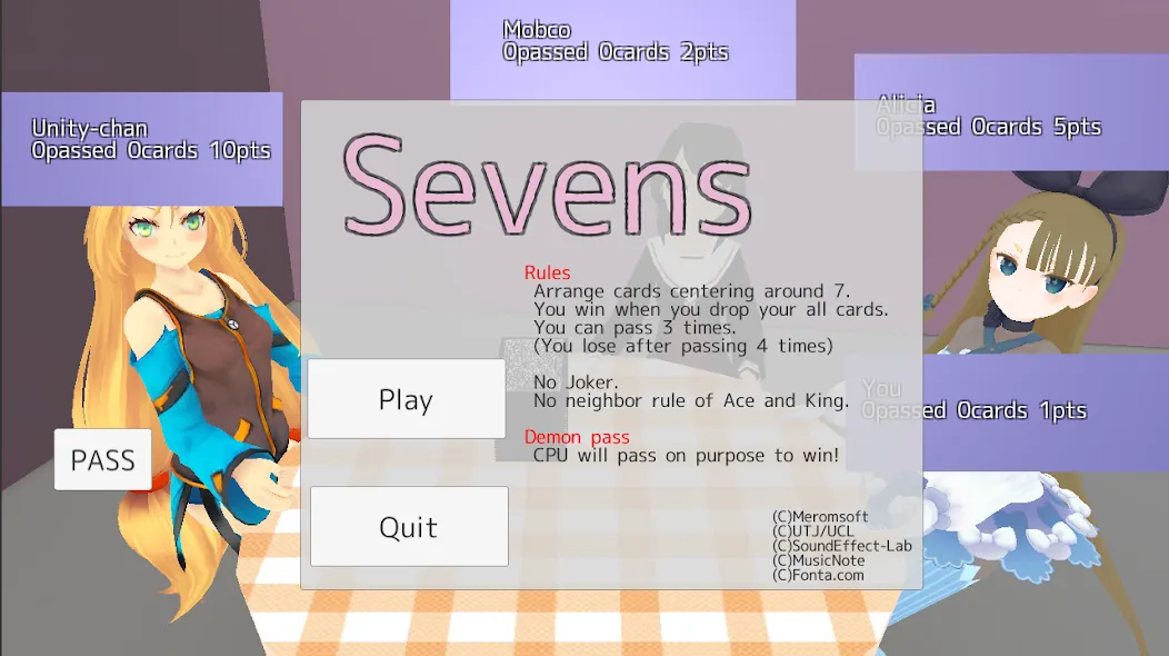 Sevens card game (Севенс карточная игра)  [МОД Unlocked] Screenshot 1