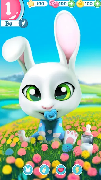 Bu Bunny - Cute pet care game  [МОД Unlocked] Screenshot 1