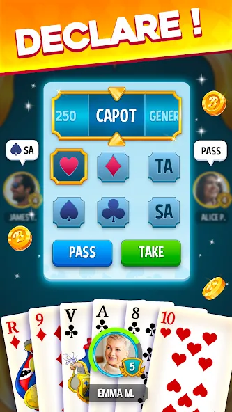 Belote & Coinche: le Défi  [МОД Menu] Screenshot 3