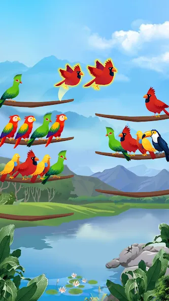 Bird Sort - Color Puzzle  [МОД Unlocked] Screenshot 2