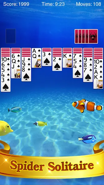 Spider Solitaire  [МОД Много денег] Screenshot 1