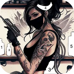 Взломанная Tattoo Coloring games  [МОД Unlocked] - стабильная версия apk на Андроид