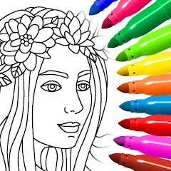 Скачать взломанную Coloring for girls and women  [МОД Меню] - полная версия apk на Андроид