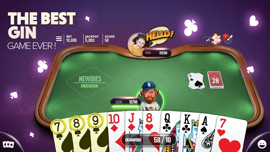 Gin Rummy Extra - Online Rummy (Джин Рамми Экстра)  [МОД Unlimited Money] Screenshot 1