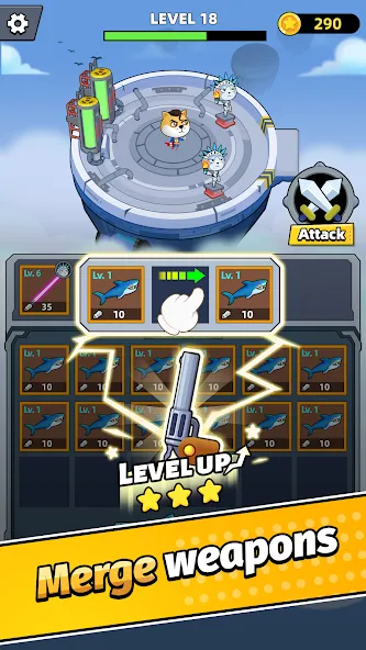 Merge Weapons：Air Island TD  [МОД Много монет] Screenshot 2