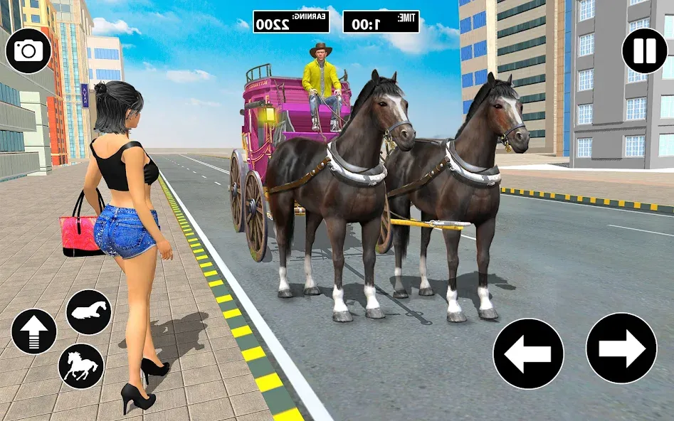 Horse Cart Taxi Transport Game  [МОД Много монет] Screenshot 1