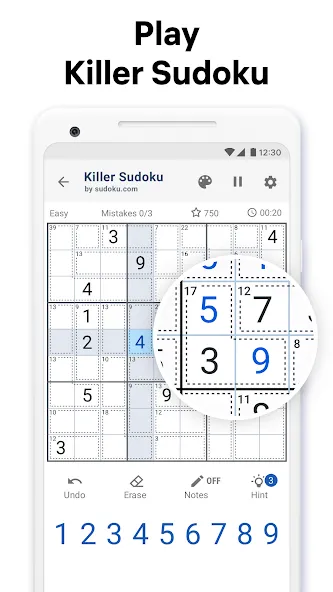 Killer Sudoku by Sudoku.com (Киллер Судоку)  [МОД Много монет] Screenshot 1