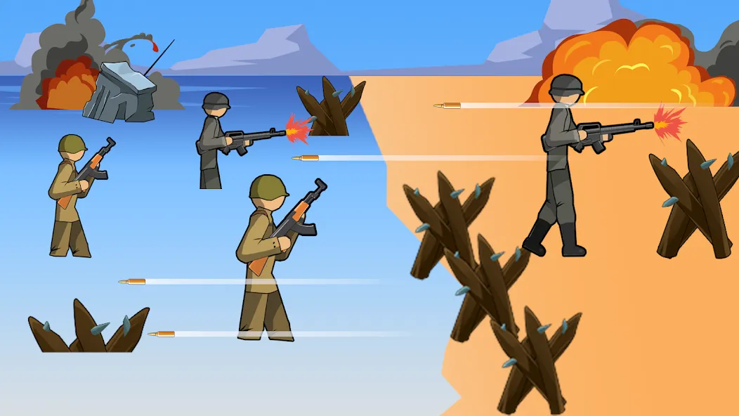 Stickman WW2 (Стикмэн Вторая Мировая война)  [МОД Много монет] Screenshot 1