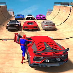 Скачать взлом Superhero Car: Mega Ramp Games (Рамп Кар Гейм)  [МОД Unlocked] - полная версия apk на Андроид