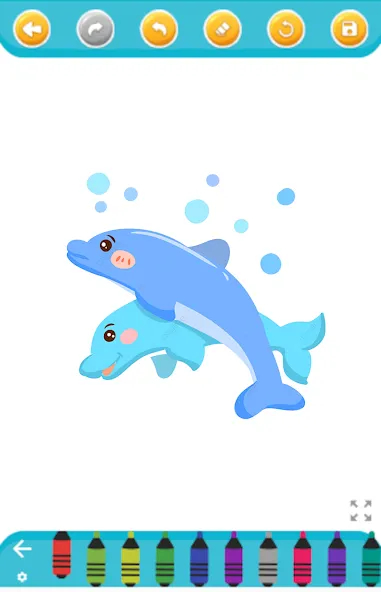 dolphin coloring game (дельфин раскраска игра)  [МОД Бесконечные монеты] Screenshot 1