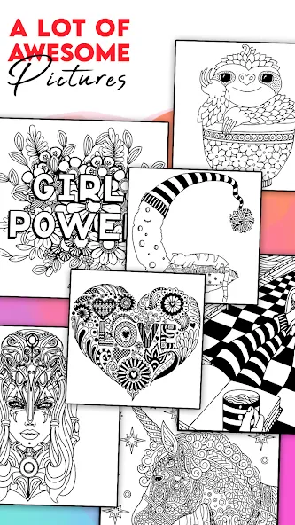 Coloring for adults offline  [МОД Много денег] Screenshot 2