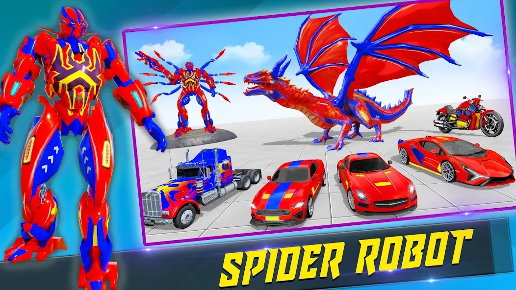 Spider Robot: Robot Car Games (Спайдер Робот)  [МОД Много монет] Screenshot 2