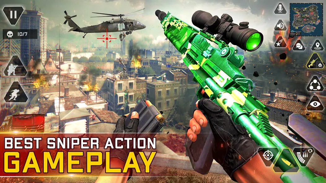 Sniper Gun Shooting game (ИГИ Снайпер Оружие Стрелялки Игры)  [МОД Mega Pack] Screenshot 5