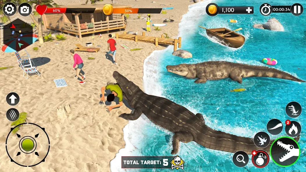 Hungry Animal Crocodile Games  [МОД Все открыто] Screenshot 5