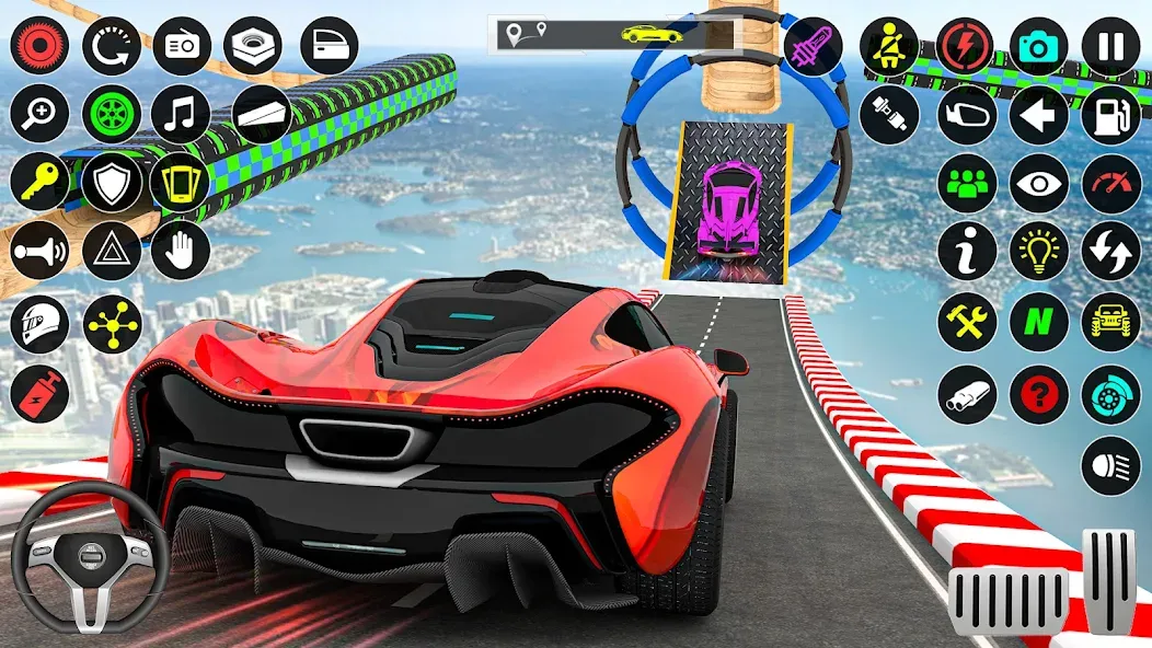 GT Car Stunt Race: Mega Ramps (Джи Ти Кар Стант Рейс)  [МОД Бесконечные монеты] Screenshot 4