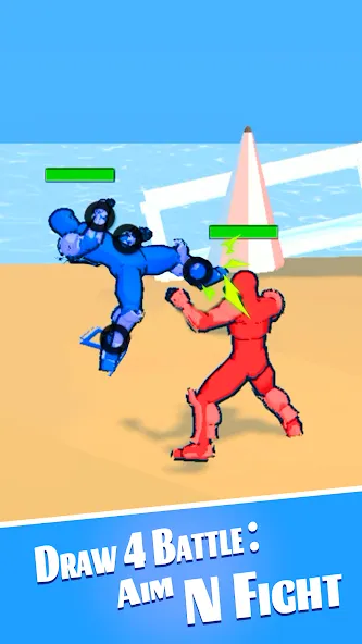 Draw 4 Battle: Aim N Fight (Драв 4 Баттл)  [МОД Бесконечные деньги] Screenshot 1