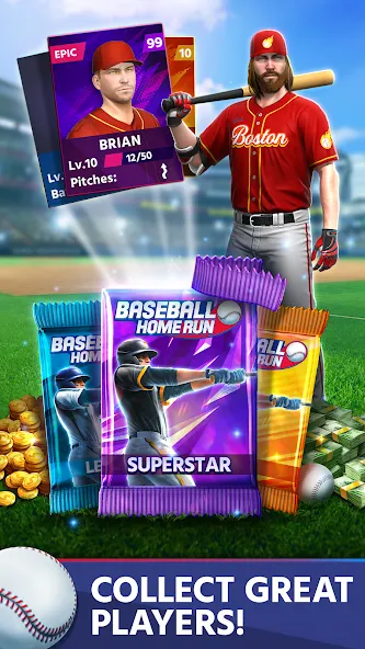 Baseball: Home Run Sports Game (Бейсбол)  [МОД Бесконечные монеты] Screenshot 4