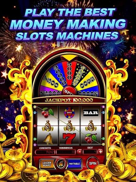 Money Wheel Slot Machine Game (Мани Вил Слот Машине Гейм)  [МОД Бесконечные монеты] Screenshot 3