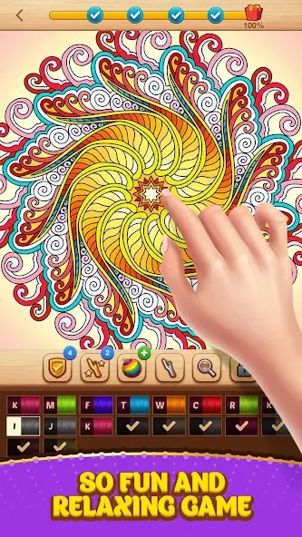 Cross Stitch Coloring Mandala (Кроссстиль раскрашивание мандала)  [МОД Много монет] Screenshot 3