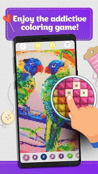 Cross Stitch Coloring Art (Кроссстич окрашивание искусства)  [МОД Все открыто] Screenshot 1