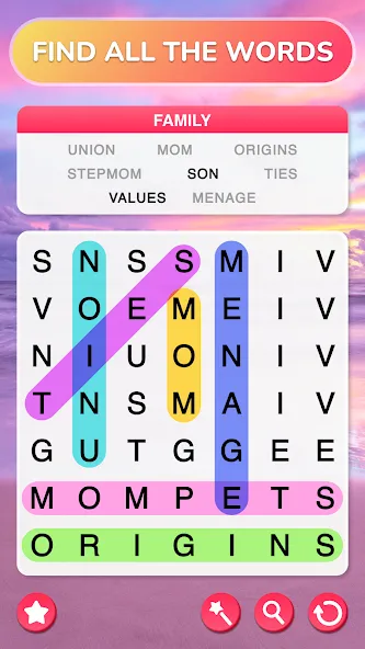 Word Search - Word Puzzle Game  [МОД Бесконечные монеты] Screenshot 1