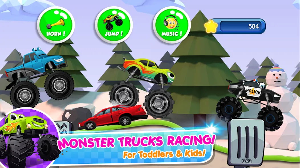 Monster Trucks Game for Kids 2 (Монстр Тракс Игра для Детей 2)  [МОД Бесконечные деньги] Screenshot 1