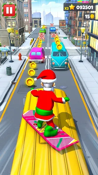 Xmas Santa Surfer Running Game (Ксмас Санта Серфер Раннинг Гейм)  [МОД Много денег] Screenshot 1