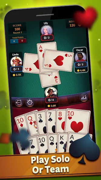 Spades - Offline Card Games (Спейдс)  [МОД Много монет] Screenshot 2