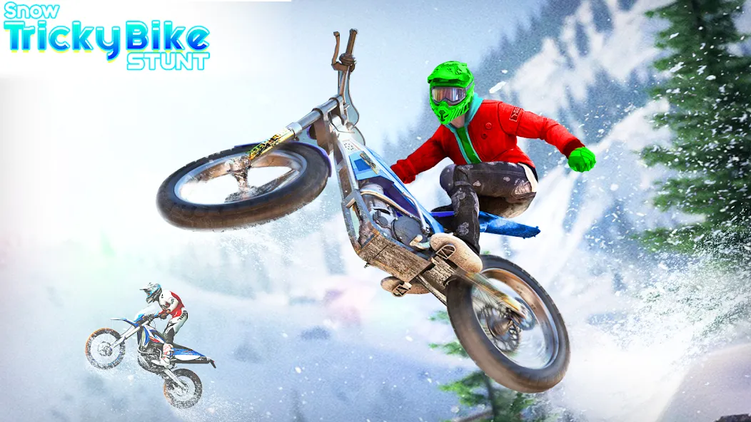 Snow Tricky Bike Stunt Race 3D  [МОД Бесконечные монеты] Screenshot 1