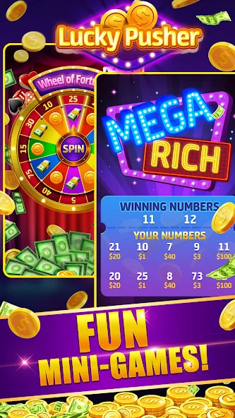 Lucky Cash Pusher Coin Games (Лаки Кэш Пушер Коин Геймс)  [МОД Бесконечные монеты] Screenshot 4