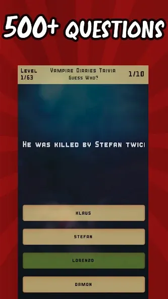 Vampire Diaries Quiz Trivia (Вампирские дневники викторина виктрия)  [МОД Бесконечные деньги] Screenshot 1