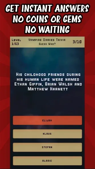 Vampire Diaries Quiz Trivia (Вампирские дневники викторина виктрия)  [МОД Бесконечные деньги] Screenshot 3