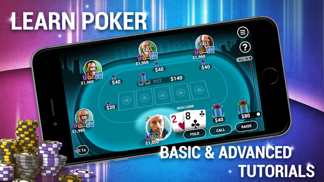 Learn How To Play Texas Poker  [МОД Unlocked] Screenshot 1