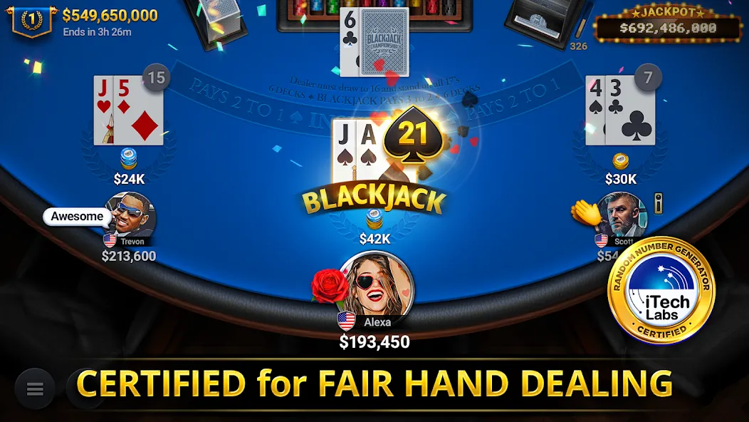 Blackjack Championship (Блэкджек Чемпионат)  [МОД Много монет] Screenshot 1