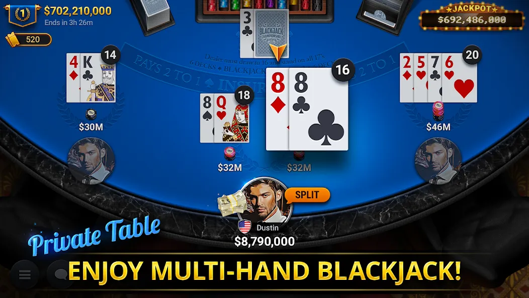 Blackjack Championship (Блэкджек Чемпионат)  [МОД Много монет] Screenshot 5