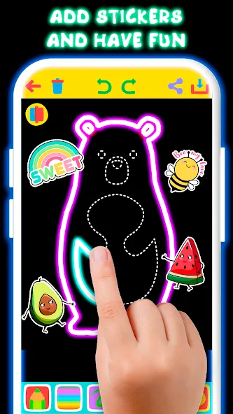 Drawing For Kids - Glow Draw  [МОД Много монет] Screenshot 2