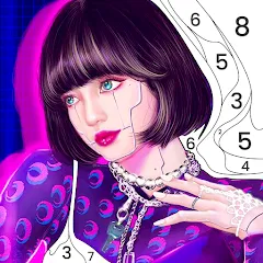 Взломанная BlackPink Paint by Number (БлэкПинк Раскраска по номерам)  [МОД Mega Pack] - стабильная версия apk на Андроид